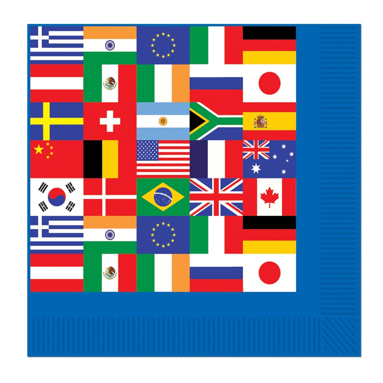 Party Central Club Pack of 192 Red and Blue International Flag Disposable Luncheon Party Napkins 5"